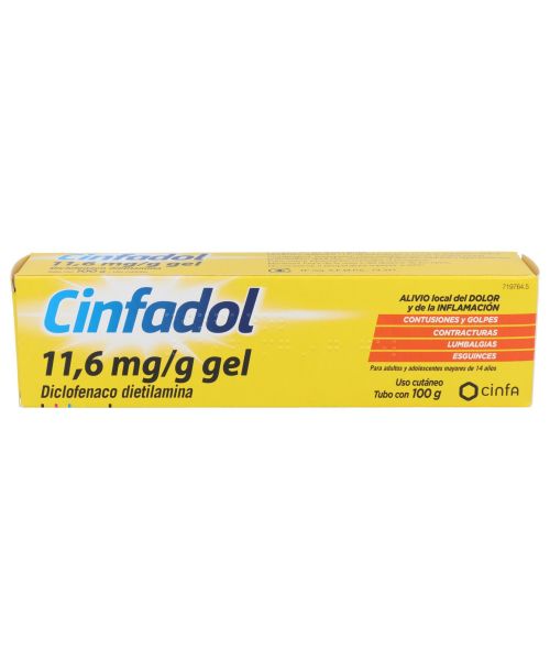 Cinfadol 11,6 mg/g 100g - Gel que alivia el dolor y las molestias oseas y musculares leves producidas por golpes o contusiones.